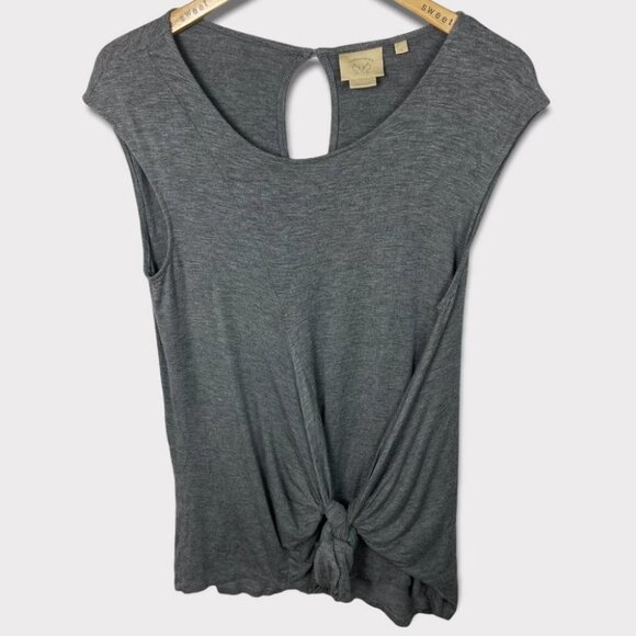 Anthropologie Tie Front Grey Tunic Top Vanessa Viginia Dayla Size Small Boho S - Picture 2 of 16